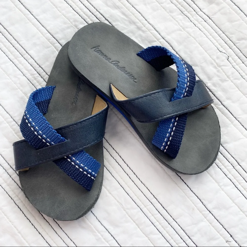 Hanna Andersson Slides Sandals in Black and Blue 9.5